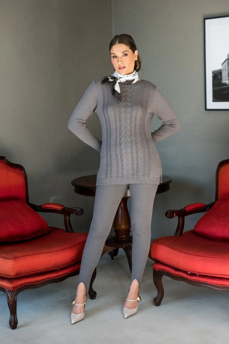 Conjunto Eluia | Blusa Maxi + Legging/Fuseau de Algodão Tricô